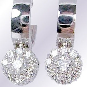 Diamond Dangeling Earrings .83TDW 14KT White Gold